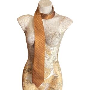 Oscar De La Renta 100% silk floral weave tie copper purple blue